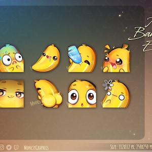 Twitch Cute Banana emotes for streamers / Kawaii Fruit emote for your Twitch, Discord or Youtube