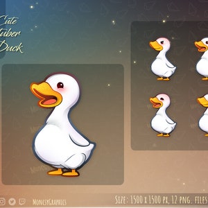 Cute Duck PNGtuber Model / Voice Reactive Stream Mascot / Vtuber Twitch Discord / Vtuber Assets