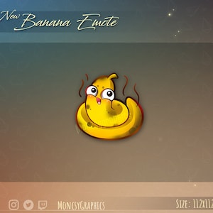 Twitch Cute Banana emote for streamers / Kawaii Banana Poop emote for your Twitch, Discord or Youtube