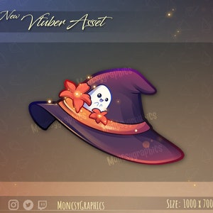Vtuber Witch Hat Asset / Cute Halloween Asset for Twitch/ YouTube / Female Character Vtuber Hat
