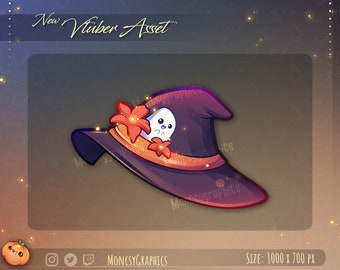 Vtuber Witch Hat Asset / Cute Halloween Asset for Twitch/ YouTube / Female Character Vtuber Hat