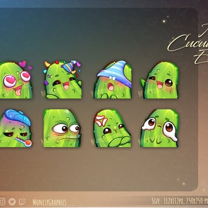 Emote Twitch Cute Cucumber per streamer / Emote Kawaii Food per Twitch, Discord o Youtube