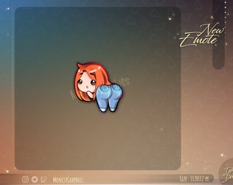 Chibi Ginger hair girl Booty Twitch emotes / Cute chibi girl emotes for streamers / Booty emotes /Kawaii Girl booty ass emote