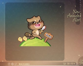 Niedlicher animierter Waschbär Raid Alarm für deinen Stream / TwitchAlert