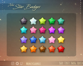 Star badges / Twitch bit badge / Twitch badges / Star Big Pack Twitch badges / Sub Cheer Bit Stream sub badges