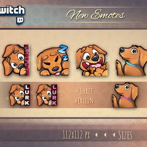 Twitch dachshund emotes / Cute chibi Dog emotes for streamers / for Twitch, Discord or Youtube