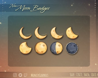 Cute Moon Sub/Bit Twitch Badges / Sub-Badges  / Cheer Badges / Twitch Subscriber Badges / Discord
