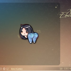 ちび黒髪少女戦利品Twitchエモート / ストリーマー向けかわいいちび少女エモート / 戦利品エモート / かわいい女の子の戦利品お尻エモート