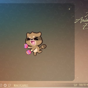 Animated Raccoon emote / Kawaii Raccoon animated twitch emote / Youtube emote / Cute Raccoon Animated Twitch emote