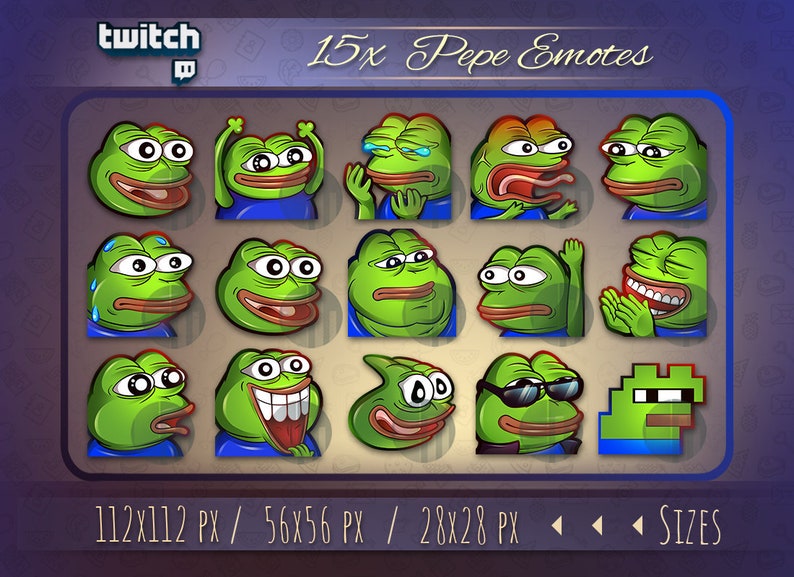 Pepe meme Emote for Twitch, Discord or YouTube / Twitch emotes / Pepe emotes /Streamer emotes image 1