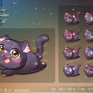 Cute Black Cat PNGtuber Model / Voice Reactive Stream Mascot / Vtuber Twitch Discord / Vtuber Assets