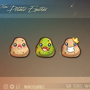 Twitch Potato emotes // Cute emotes for streamers / Kawaii / Potato