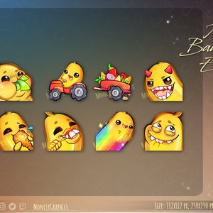 Twitch Cute Banana emotes for streamers / Kawaii Fruit emote for your Twitch, Discord or Youtube
