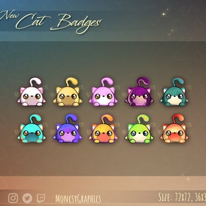 Cat Twitch Badges | Cat Twitch Bit Badges | Twitch Cheer Badges | Twitch Subscriber Badges | Twitch Sub Badges | Streamer