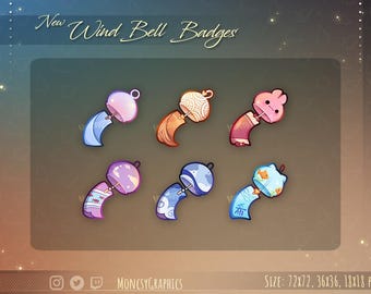 Cute Twitch Japanese Wind Bell Bit Badges / Wind Bell Sub-Badges  / Cheer Badges