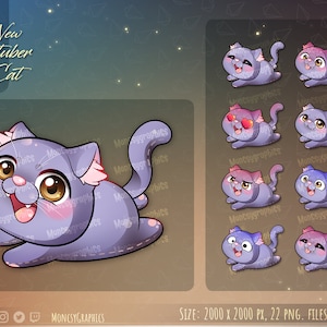 Cute Gray Cat PNGtuber Model / Voice Reactive Stream Mascot / Vtuber Twitch Discord / Vtuber Assets