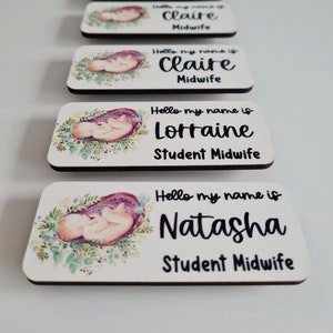 Student midwife name badge - midwife name badge - baby in womb name badge - name badge with magnet - nurse name badge - NHS name badge