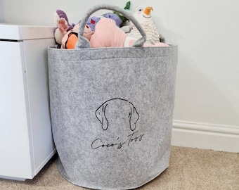 Dog toy baskets, personalised toy box, dog toy box, personalised dog gift, new dog gift, dog ears personalised basket, puppy toys, new puppy