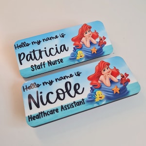 Student midwife name badge - midwife name badge - Little mermaid name badge - name badge with magnet - nurse name badge - NHS name badge