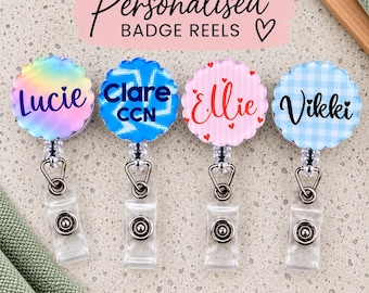 Personalised Retractable Badge Reel, Nurse ID Badge Reel, Cute Student Nurse Name Reel, Clip Student Midwife Placement, Midwifery ID Card