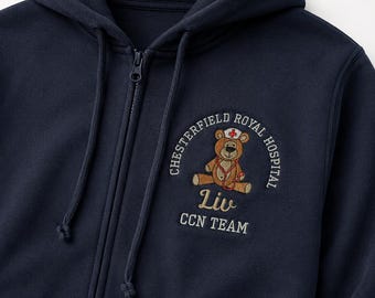 Embroidered Hoodie - Nurse Name Hoodie - Midwife Name Hoodie - Student Nurse - Student Midwife, Healthcare Hoodie, Teddy Nurse Hoodie