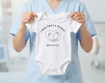 Student Midwife 40th Birth Baby Vest, 40 Deliveries Gift, Placement Gift, Midwifery Keepsake, Personalised Student Midwife Milestone Vest