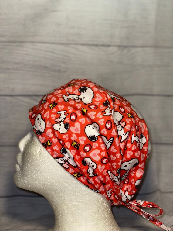 Valentines Day Scrub Cap/ Snoopy Scrub 