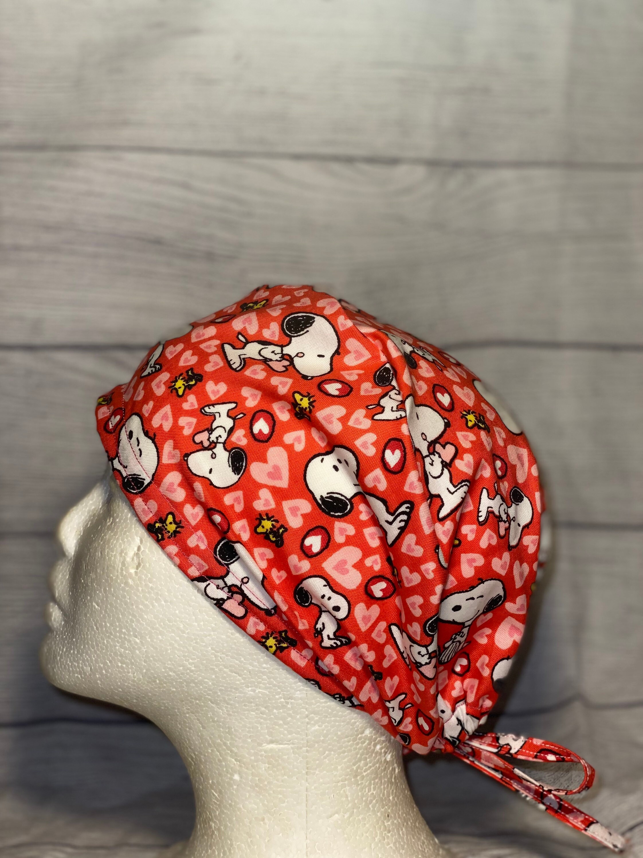 Valentines Day Scrub Cap/ Snoopy Scrub 