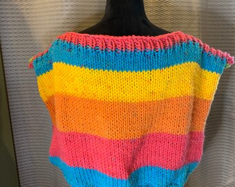 Hand knit handmade knit crop top sweater winter