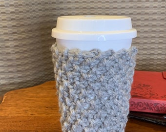 Knit grey gray coffee tea cozie winter cup