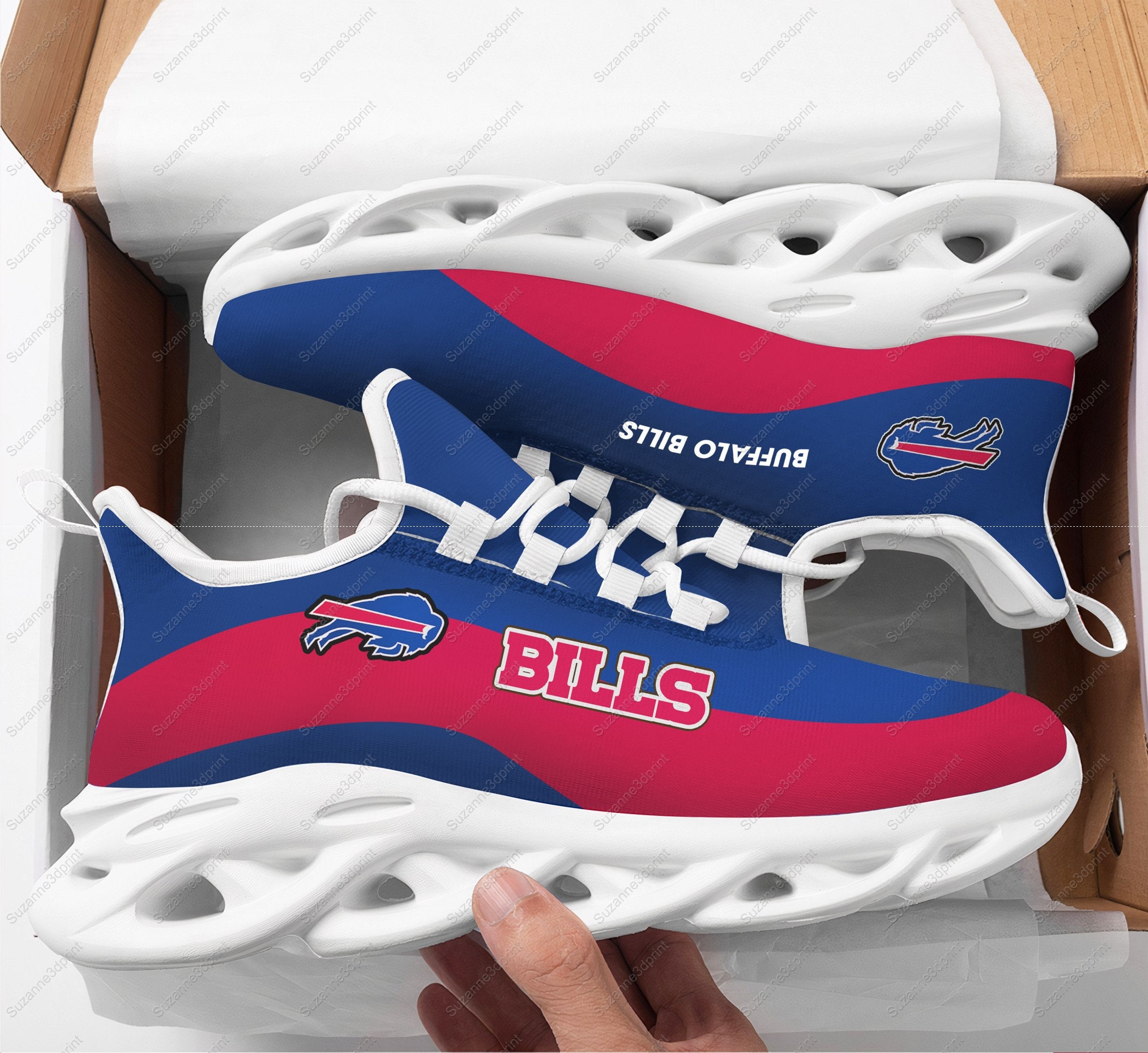 Buffalo Bills Chunly Sneaker Shoes NFL Shoes Vegan Leather Etsy
