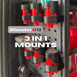 M12 Triple Battery Bank Mount - Milwaukee Battery Wall Mount - Cordless Battery Mount