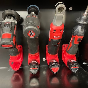 2in1 M12 Battery and Tool Mount - Milwaukee M12 Tool Mount - M12 Battery Mount - Red - Black