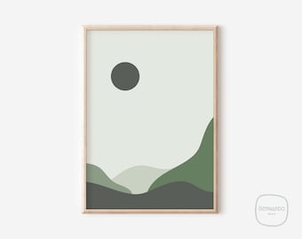 Abstract Landscape Wall Art Print / Poster / Wall Decor ( Digital Download ) Muted Green