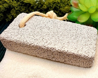 Natural Pumice Stone on a rope, LARGE Pumice Block, Dead Skin Remove, Hard Cracked Skin, Foot, Callus Remover, Heel, Smooth Skin, Zero Waste