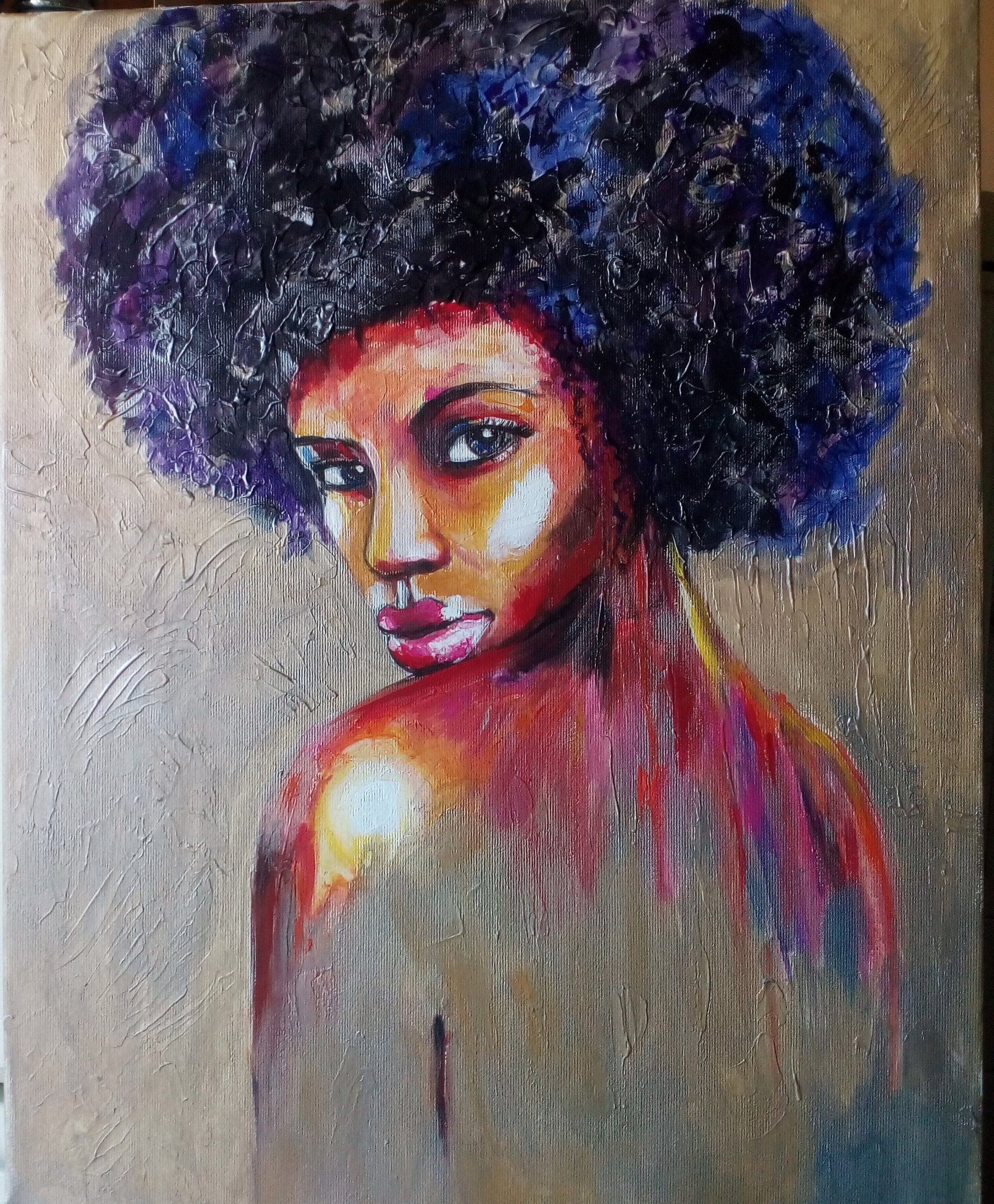 Black Woman Painting Original Artwork Woman Portrait African Etsy