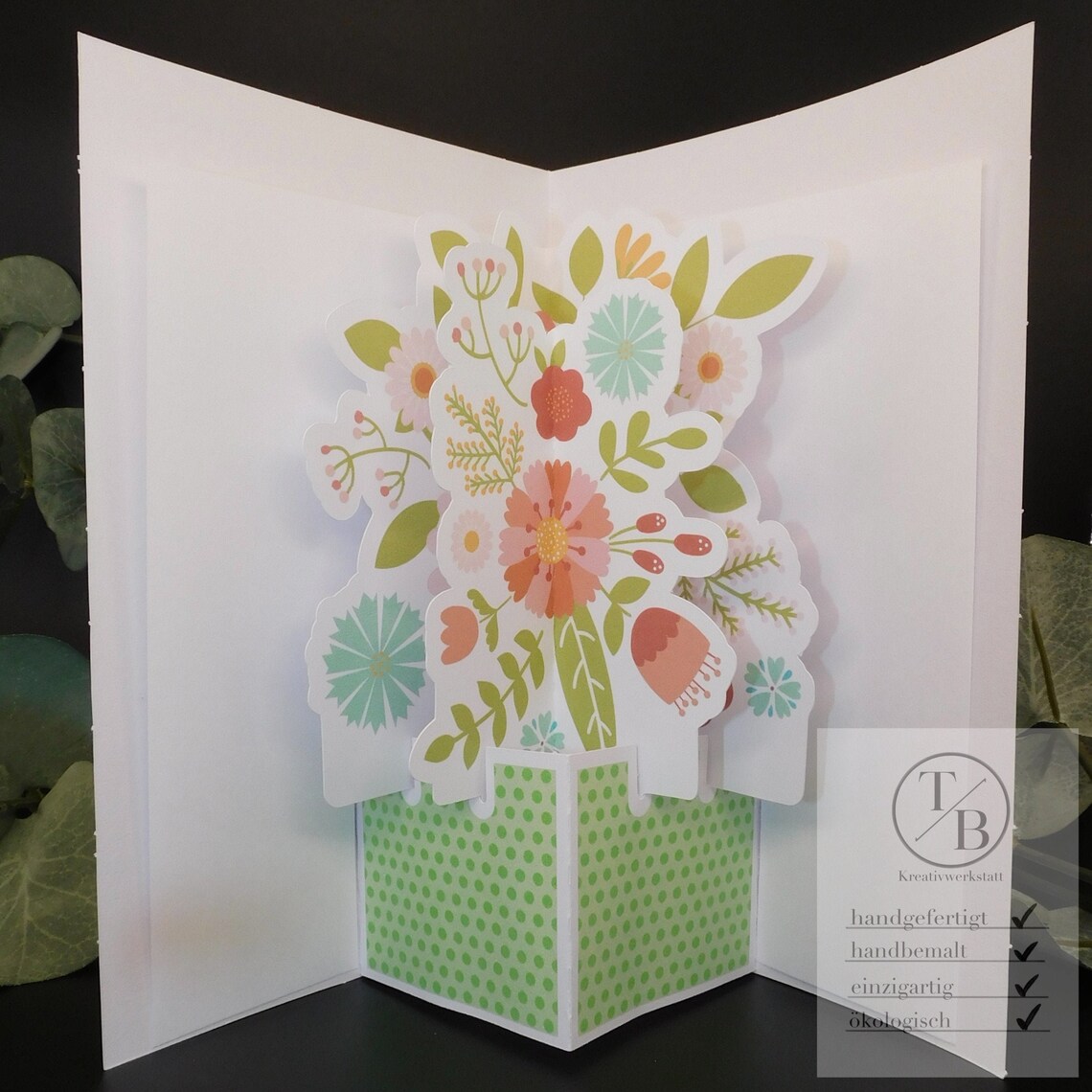 Handmade Popup Greeting Card With Flowers and 3 Custom Etsy