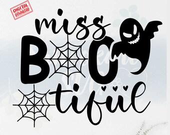 Miss Bootiful svg, Halloween Girl & Boy SVG Little Miss Bootiful svg, Cute Ghost svg Cut File, Kids Halloween Svg, Girl Halloween Shirt Svg
