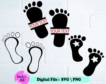 Baby Footprint Svg, baby svg, baby clipart png, Baby feet Svg, baby monogram svg, baby feet monogram name frame, Instant Download, SVG, PNG,
