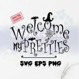 Welcome My Pretties SVG | Halloween SVG | Witch svg | Halloween Wood Round svg | Halloween Round Sign Design | Halloween Wood Round svg png.