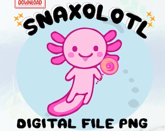 Axolotl Sweets candy, Snaxolotl Kawaii Axolotl, Cute Axolotl Candy Gift, Cute baby axolotl eating a lollipop, Funny Axolotl candy png file