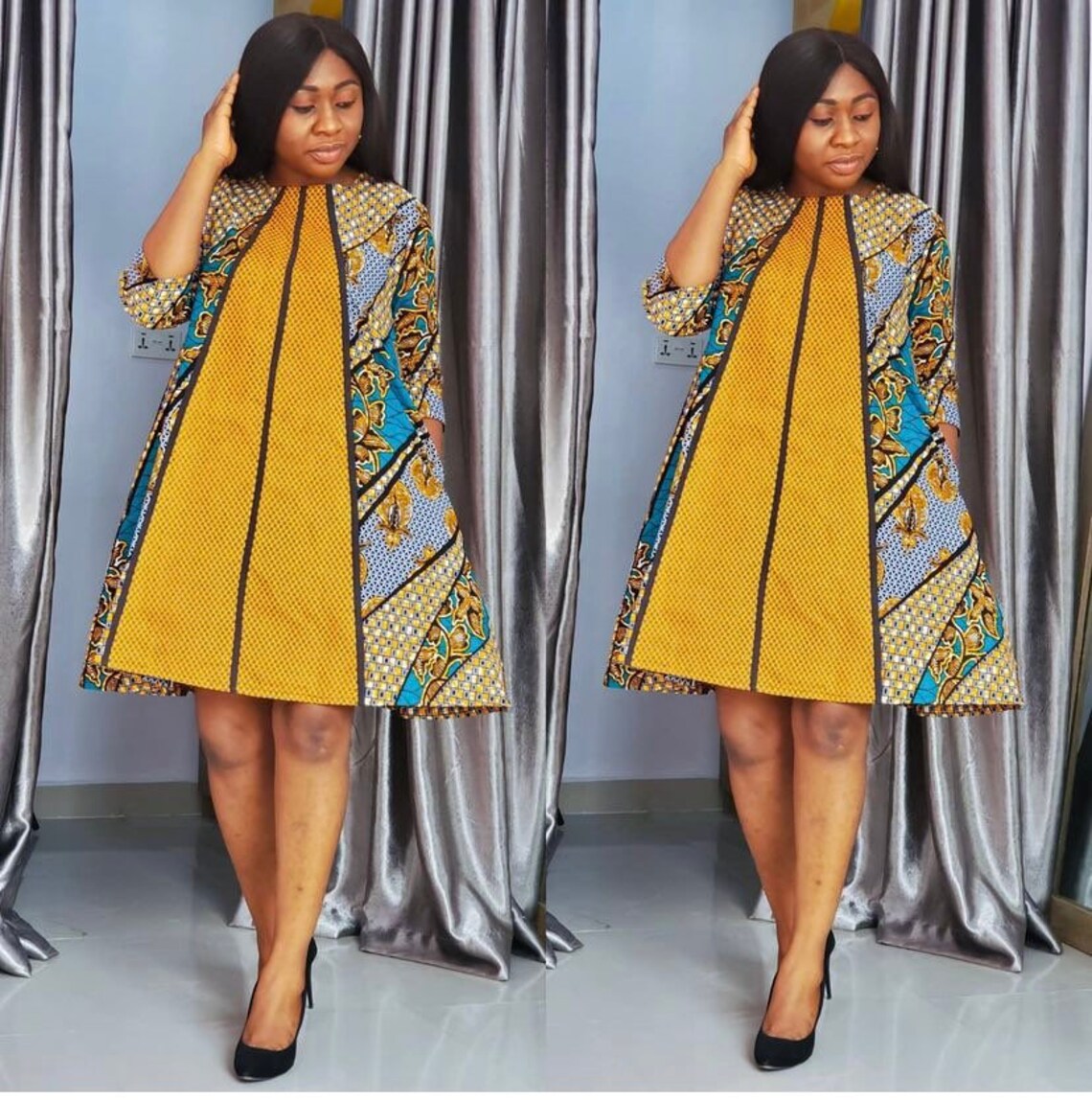 Ankara Dress mixed prints and summer colors | Etsy
