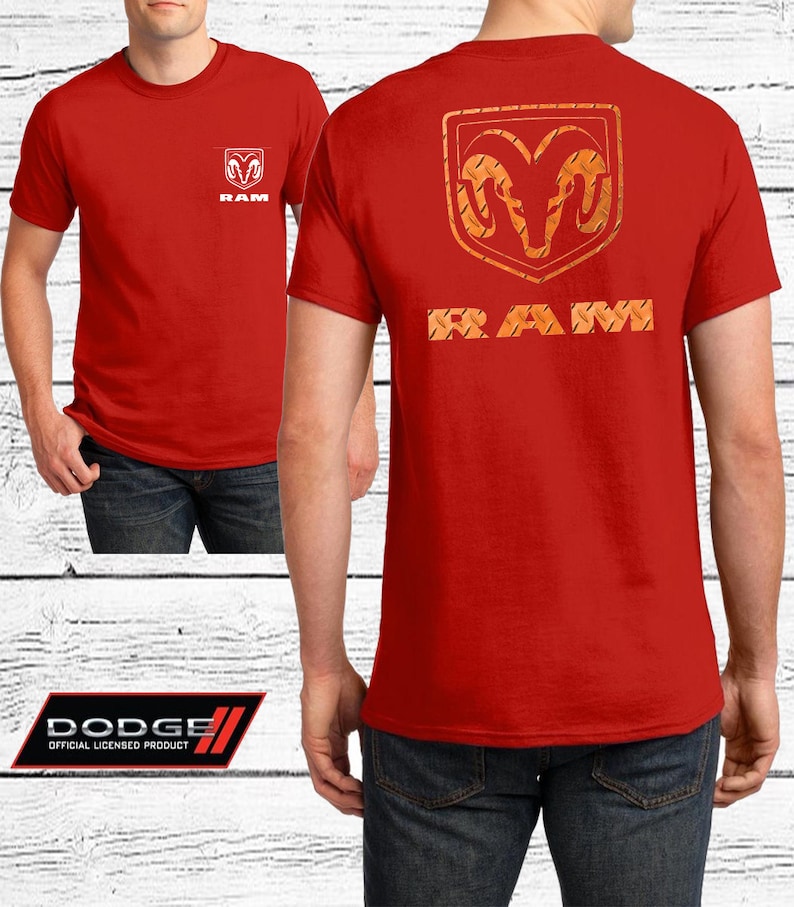 Dodge Ram Big Horn Official Licensed Product Dodge Ram Orange Logo Unisex Adult T-Shirt