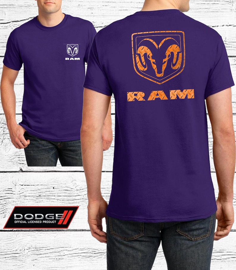 Dodge Ram Big Horn Official Licensed Product Dodge Ram Orange Logo Unisex Adult T-Shirt