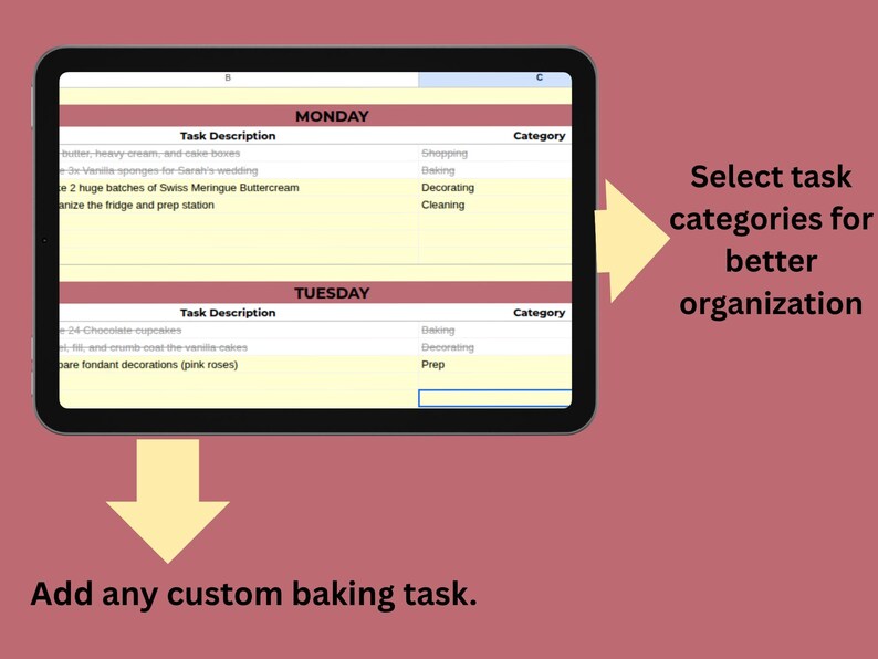 Weekly Baking Schedule Google Sheets | Home Baker Order Organizer ...