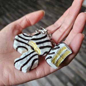 Little Debbie Zebra Cake Keychain - Handmade Polymer Clay Keychain - Quirky Accessories