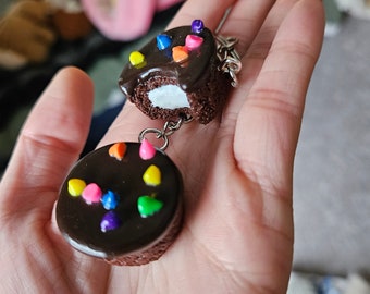 Hostess Cosmic CupCake Keychain - Little Debbie Chocolate Cupcake Keychain