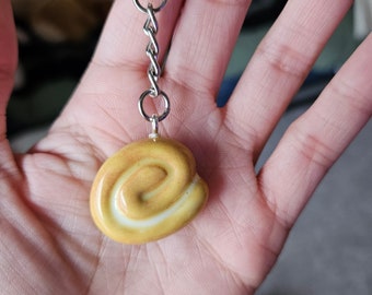Handmade Honeybun Keychain – Polymer Clay Food Charm