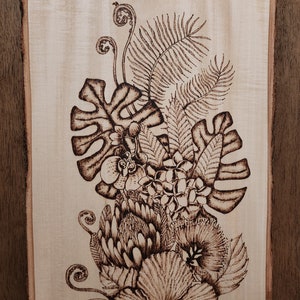 Custom Tropical Flower Wood Burning Wall Decor, Pyrography - Etsy