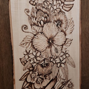 Custom Tropical Flower Wood Burning Wall Decor, Pyrography - Etsy